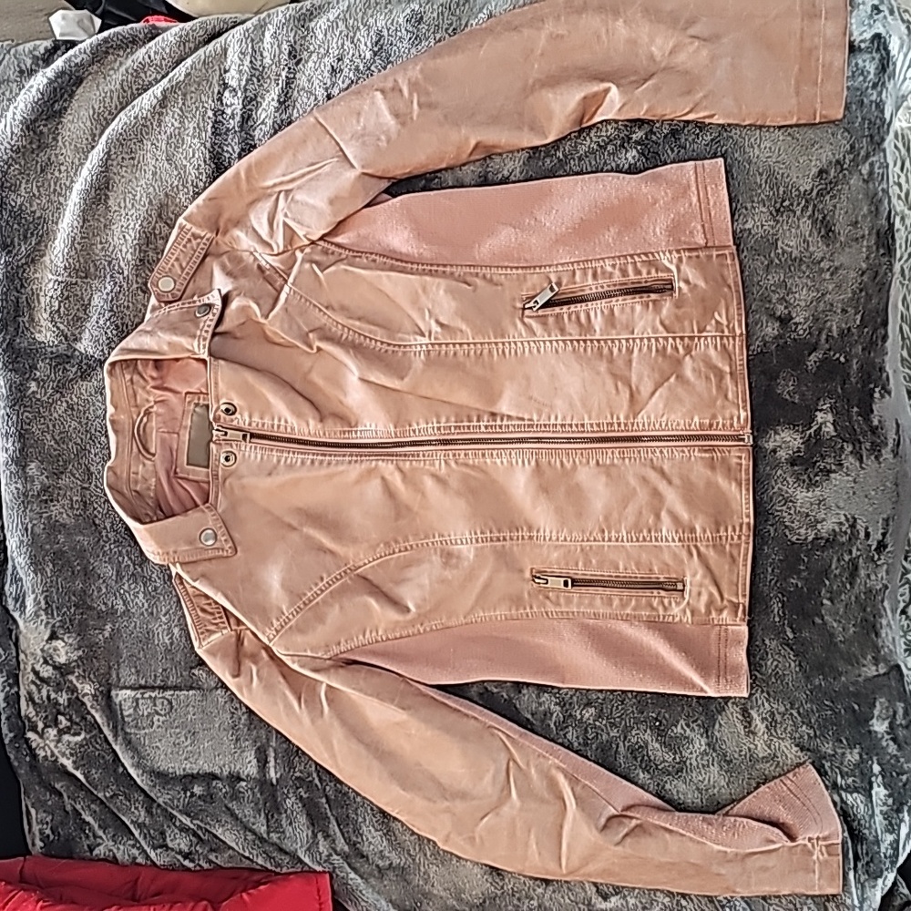 Distressed Pink Maurice Pleather Jacket
